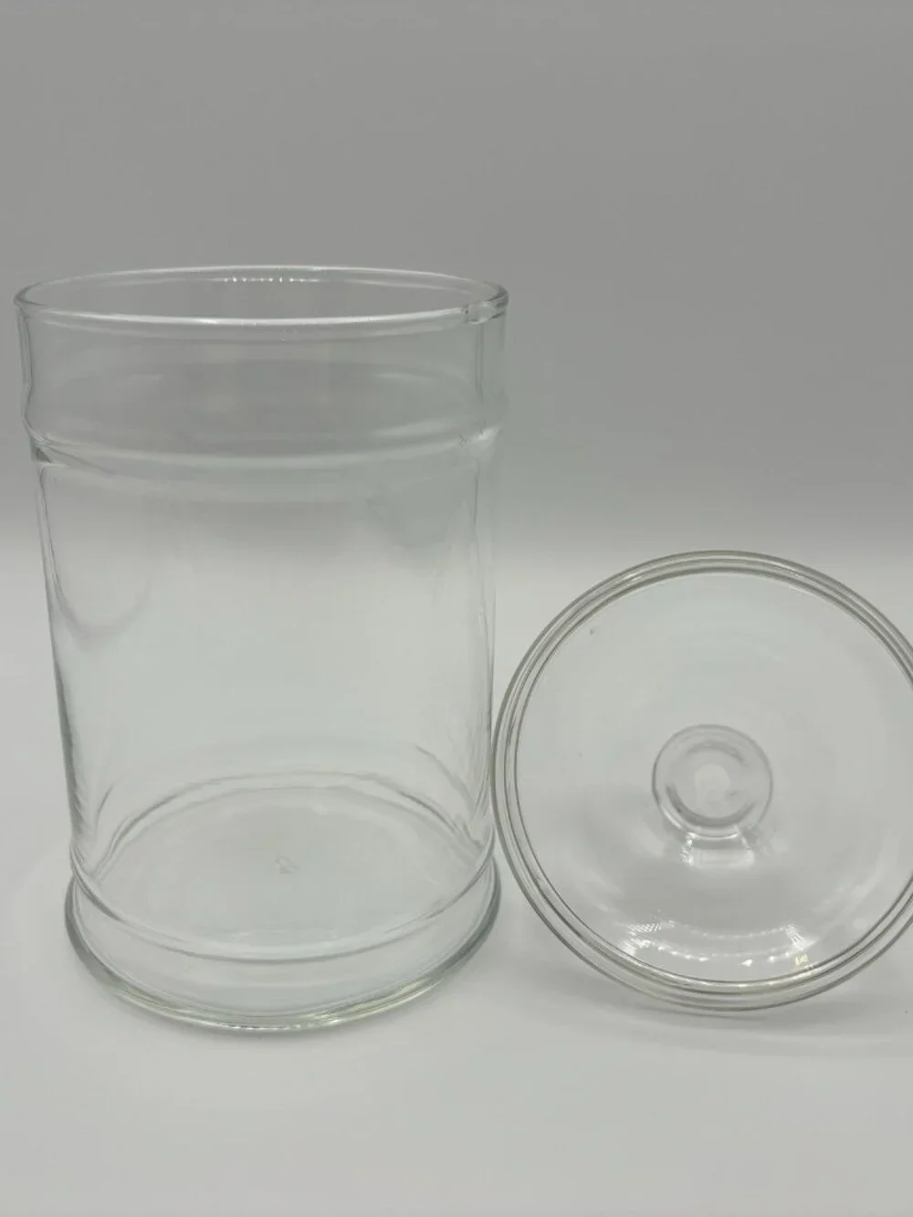 Vintage Anchor Hocking Clear Apothecary Jar Circus Tent Top Lid Bathroom Vanity